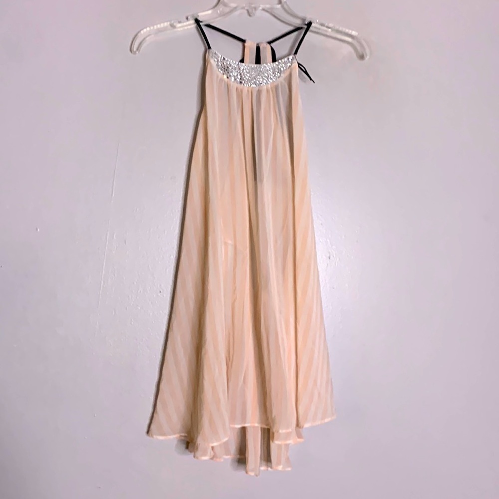 Vintage Victoria’s Secret pink stripe teddy tunic top medium Crystal embellished